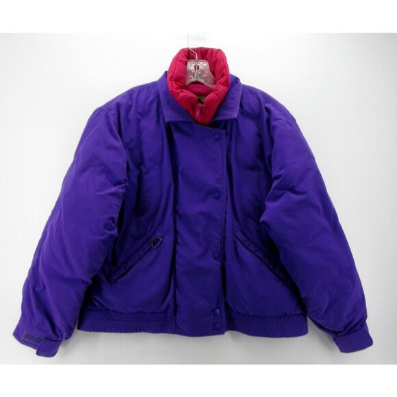 VINTAGE Eddie Bauer Jacket Large Goose Down Puffer Layered Bomber - Picture 1 of 12